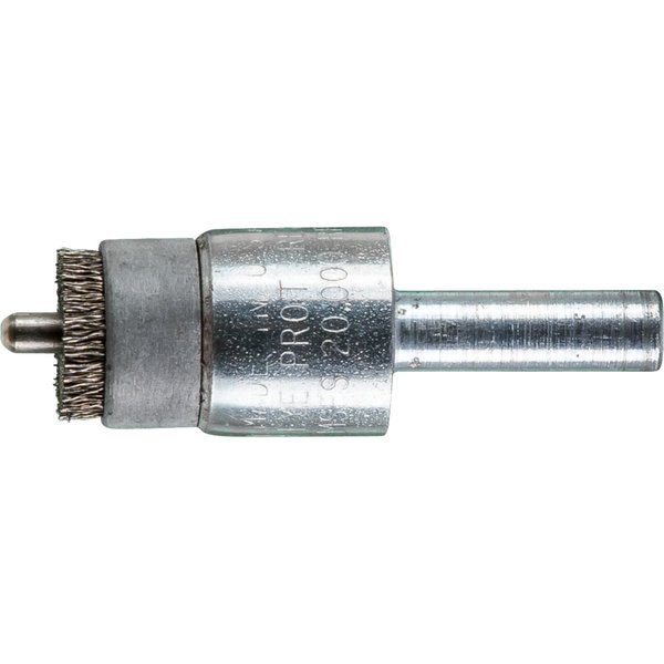 Pferd 1/2" Pilot End Brush - .004 SS Wire, 1/4 Shaft, 1/8 Pilot Dia. 83188